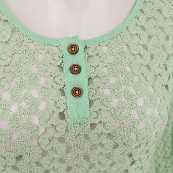 SIMPLY NOELLE SMALL MINT GREEN LOOSE KNIT SUMMER TOP - Picture 5 of 8